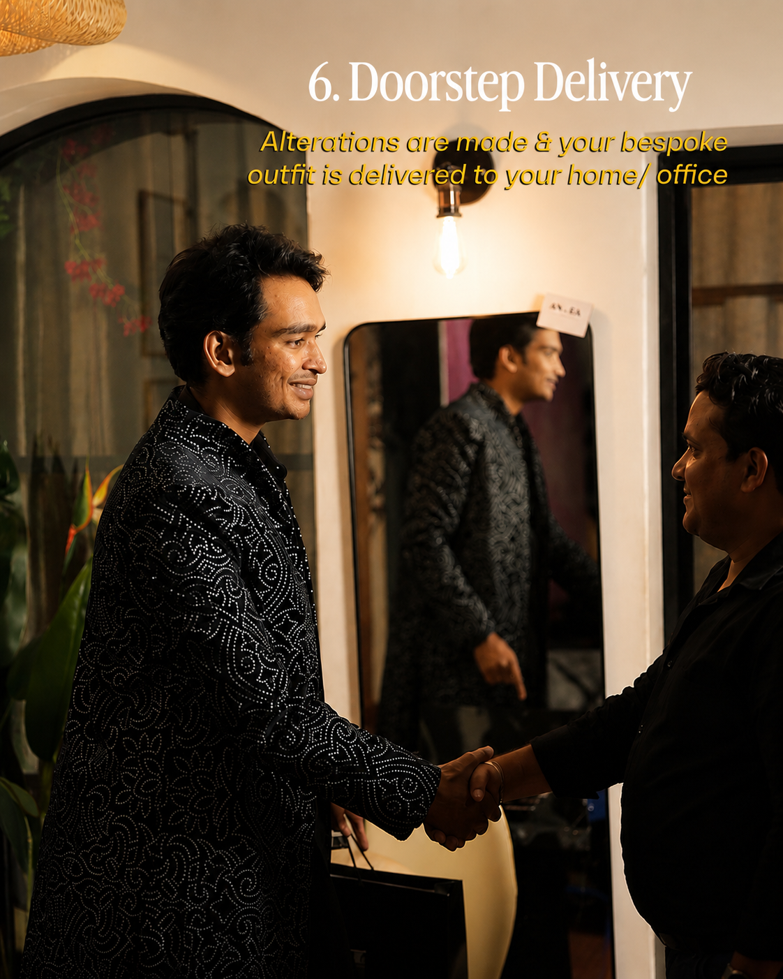 Finished bespoke suit delivered to client's door